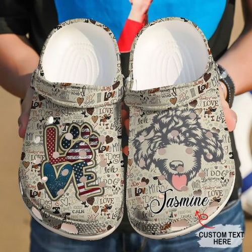 Poodle Love Vintage Sku 1869 Custom Sneakers Name Shoes Personalized Clogs