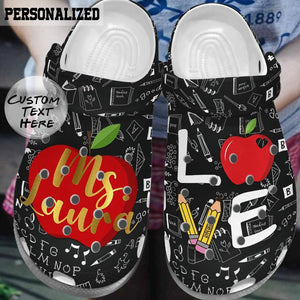Love Teacher Pattern Custom Name Shoes For Men Women Personalized Clogs