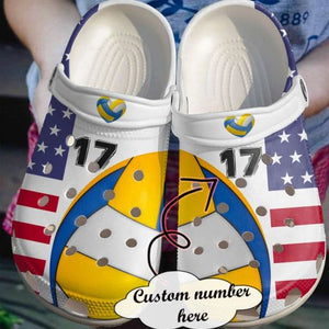 Volleyball American Sku 2610 Name Shoes Personalized Clogs