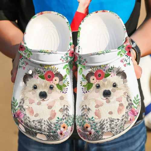  Hedgehog, Fashion Style Print 3D Floral Hedgehog For Women, Men, Kid Personalized Clogs