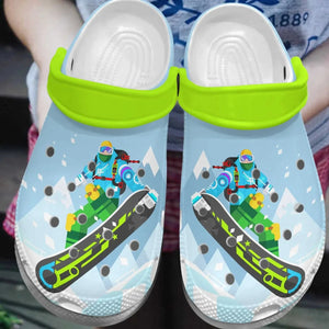 Skiing For Women Men Kid Print 3D Green Skiing Personalized Clogs