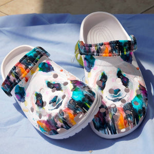 Colorful Panda Whitesole Personalized Clogs