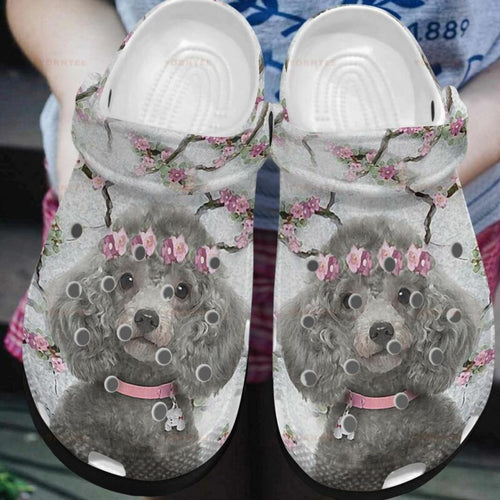 My Floral Poodle Peach Blossom Gift For Lover Rubber , Comfy Footwear Personalized Clogs