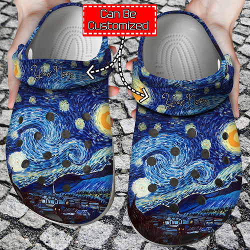 Starry Night Vincent Van Gogh Paintings Design Unisex Birthday Gifts Art Personalized Clogs