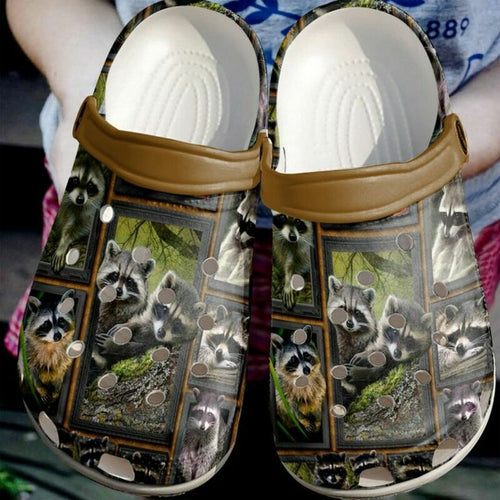 Racoon Pattern 102 Gift For Lover Rubber , Comfy Footwear Personalized Clogs