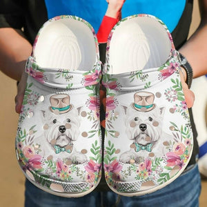 Clog Westie Hipster Flower 102 Gift For Lover Rubber Shoes Comfy Footwear Personalized Clogs - Love Mine Gifts