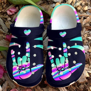 Sign Language I Love You Sku 2148 Name Shoes Personalized Clogs