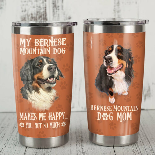 Tumbler Bernese Mountain Dog Steel Personalized Stainless Steel Tumbler Customize Name, Text, Number Mr0703 71O42 - Love Mine Gifts