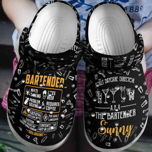 Clog Bartender Personalized Clog, Custom Name, Text, Color, Number Fashion Style For Women, Men, Kid, Print 3D Bartender Facts - Love Mine Gifts