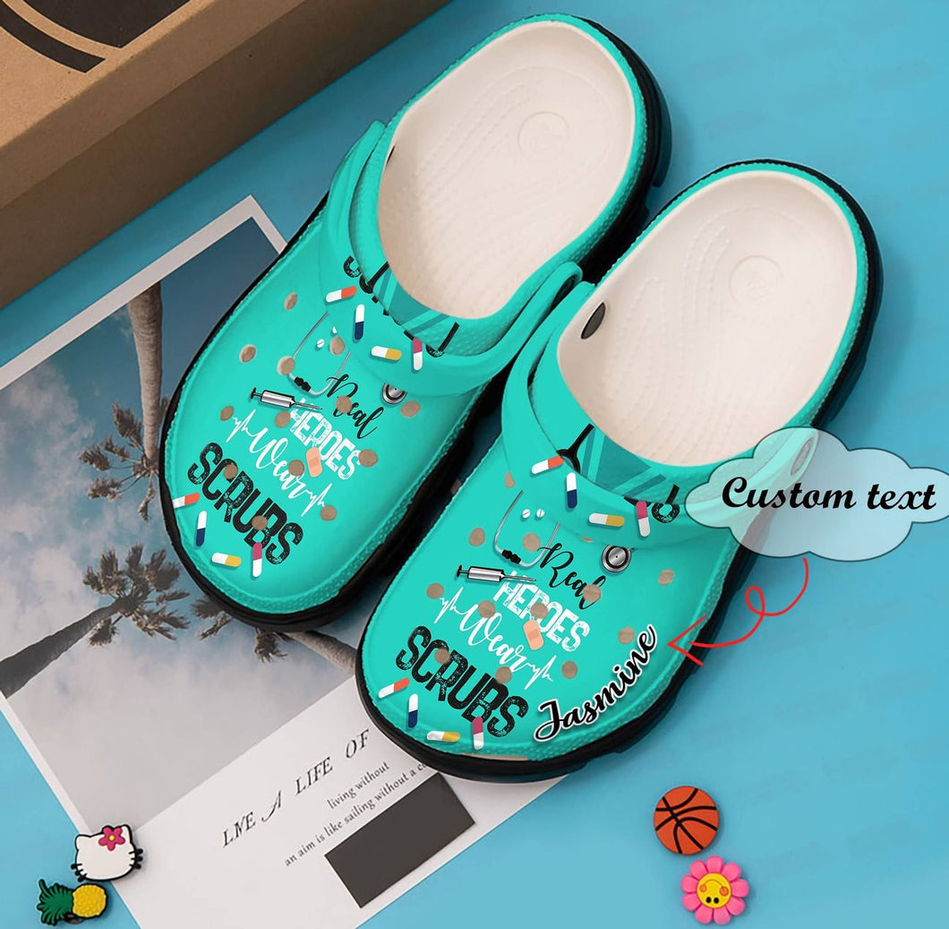 Nurse Personalized Clog, Custom Name, Text, Color, Number Fashion Style For Women, Men, Kid, Print 3D Real Heroes