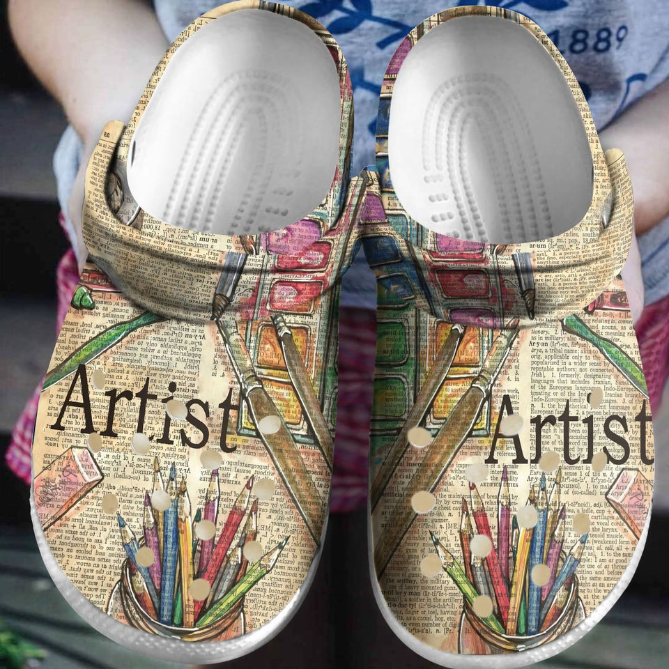 Painting Personalized Clog, Custom Name, Text, Color, Number Fashion Style For Women, Men, Kid, Print 3D Vintage Artist