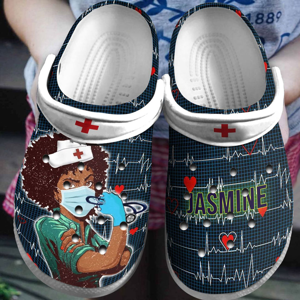 Nurse Personalized Clog, Custom Name, Text, Color, Number Fashion Style For Women, Men, Kid, Print 3D American Nurse