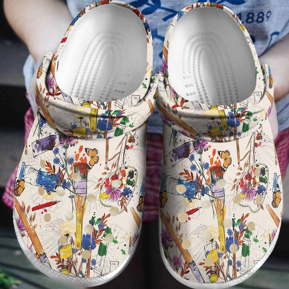Painting Personalized Clog, Custom Name, Text, Color, Number Fashion Style For Women, Men, Kid, Print 3D Wildflower Art
