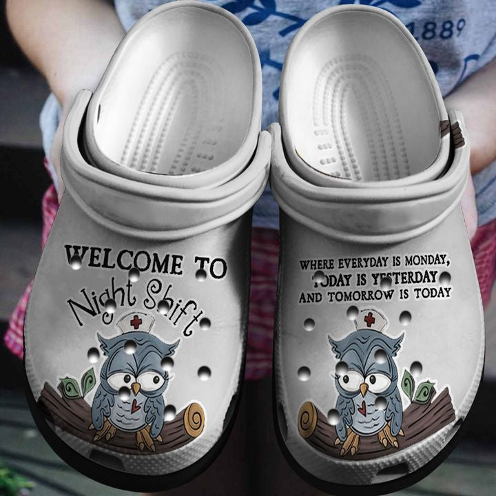 Clog Nurse Personalized Clog, Custom Name, Text, Color, Number Fashion Style For Women, Men, Kid, Print 3D Night Shift Nurse - Love Mine Gifts