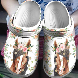 Clog Horse Personalized Clog, Custom Name, Text, Color, Number Fashion Style For Women, Men, Kid, Print 3D Cute Horse - Love Mine Gifts