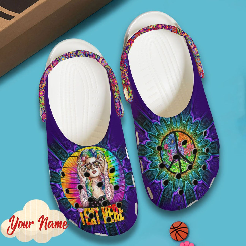 Clog Hippie Personalized Clog, Custom Name, Text, Color, Number Fashion Style For Women, Men, Kid, Print 3D Blunt Hippie - Love Mine Gifts