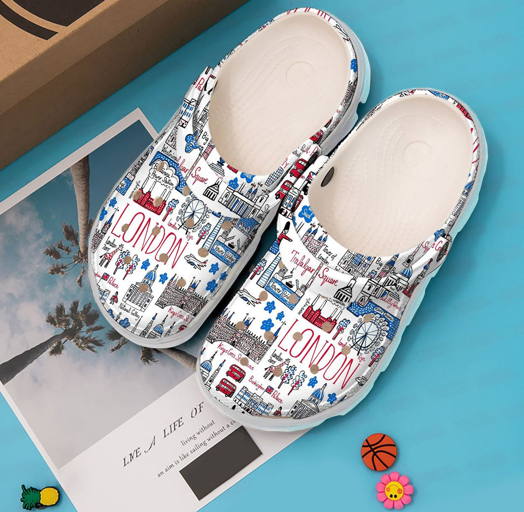 Clog London Personalized Clog, Custom Name, Text, Color, Number Fashion Style For Women, Men, Kid, Print 3D London Culture - Love Mine Gifts