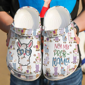 Clog Llama Personalized Clog, Custom Name, Text, Color, Number Fashion Style For Women, Men, Kid, Print 3D Not My Prob Llama - Love Mine Gifts