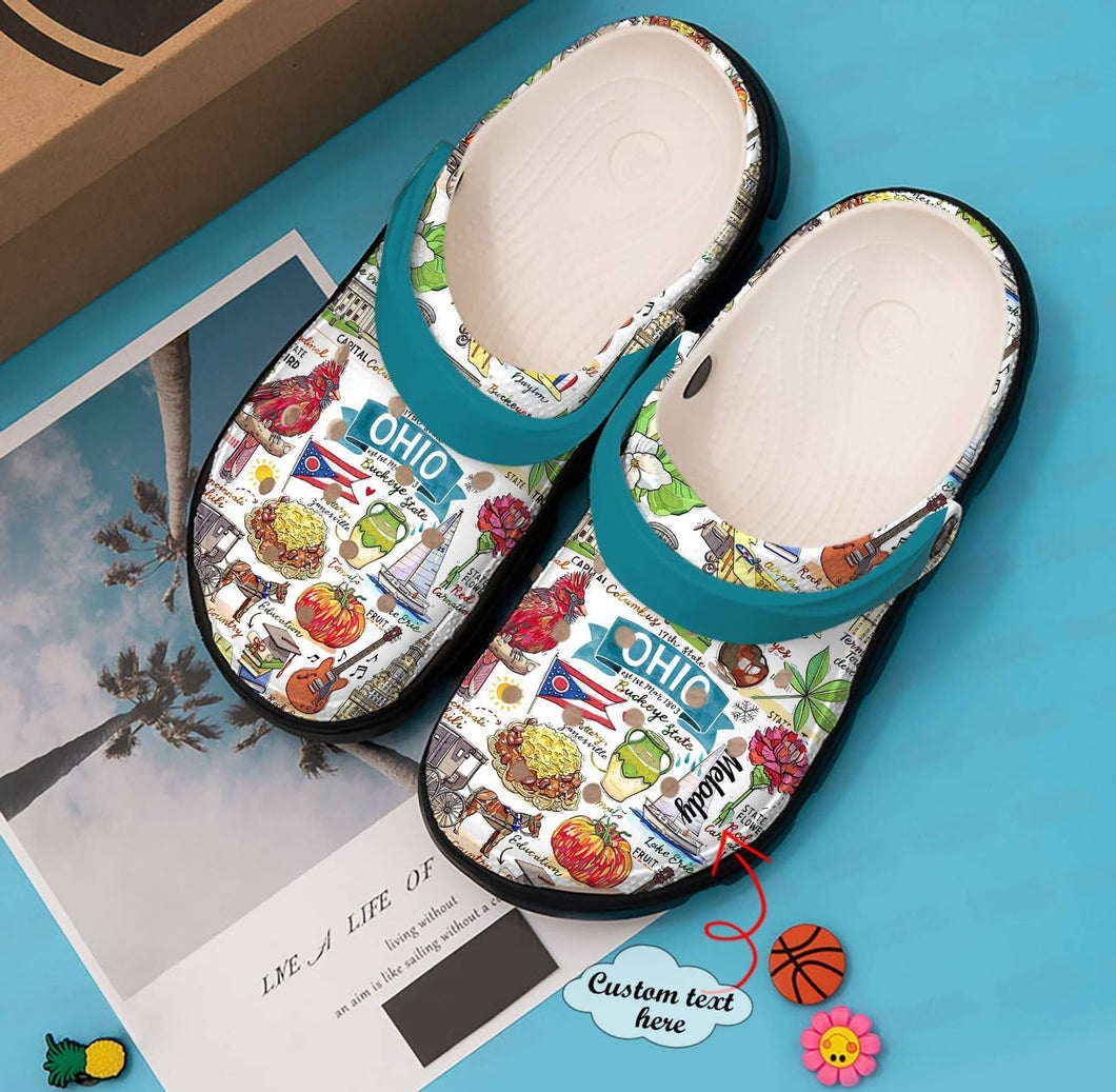 Clog Ohio Personalized Clog, Custom Name, Text, Color, Number Fashion Style For Women, Men, Kid, Print 3D Ohio Lover - Love Mine Gifts