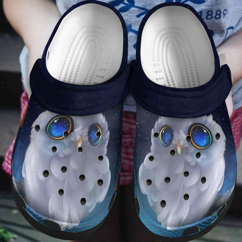 Clog Owl Personalized Clog, Custom Name, Text, Color, Number Fashion Style For Women, Men, Kid, Print 3D White Owl - Love Mine Gifts