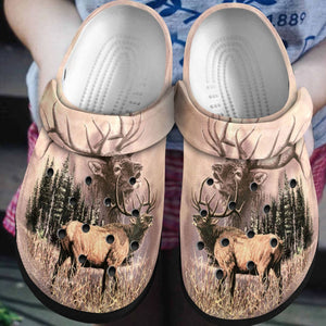 Clog Hunting Personalized Clog, Custom Name, Text, Color, Number Fashion Style For Women, Men, Kid, Print 3D Deer - Love Mine Gifts