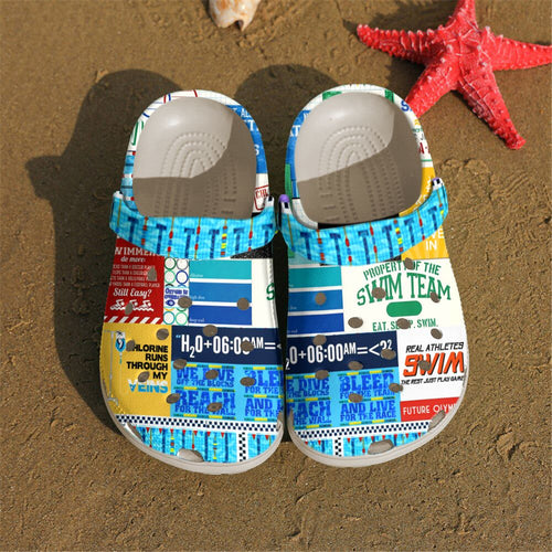 Clog Swimming Personalized Clog, Custom Name, Text, Color, Number Fashion Style For Women, Men, Kid, Print 3D Swimming Lovers - Love Mine Gifts