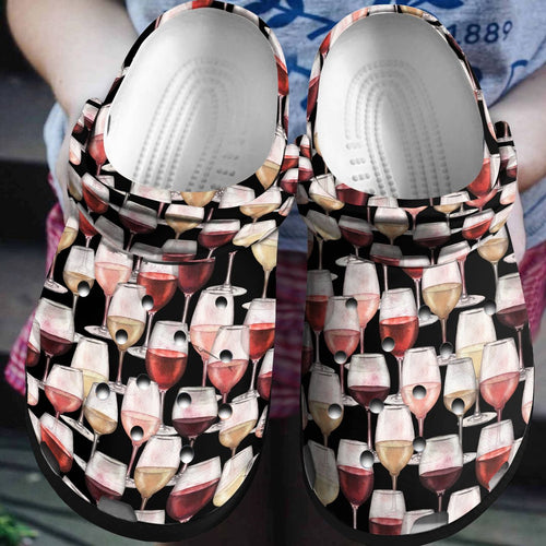 Clog Wine Personalized Clog, Custom Name, Text, Color, Number Fashion Style For Women, Men, Kid, Print 3D Wine Glass Pattern - Love Mine Gifts