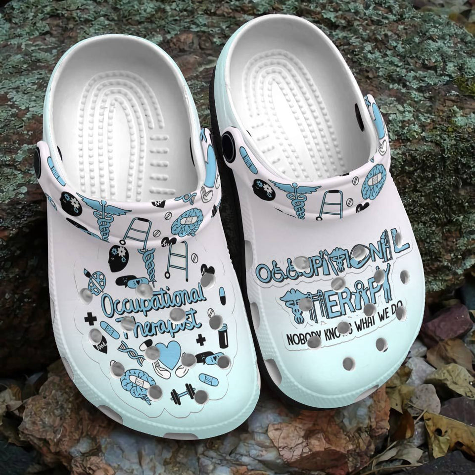 Clog Occupational Therapist Personalized Clog, Custom Name, Text, Color, Number Fashion Style For Women, Men, Kid, Print 3D Nobody Knows What We Do - Love Mine Gifts