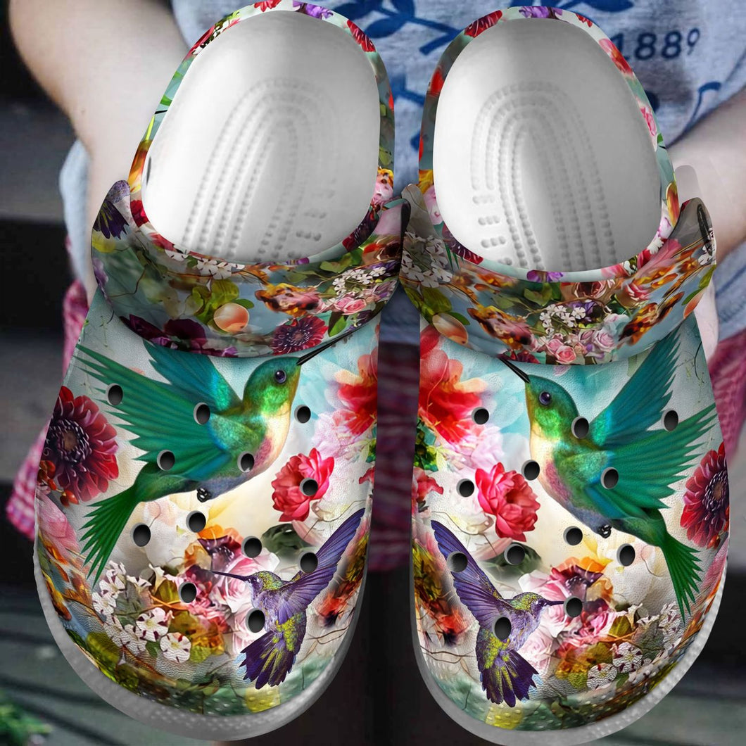 Clog Hummingbird Personalized Clog, Custom Name, Text, Color, Number Fashion Style For Women, Men, Kid, Print 3D Beautiful Hummingbirds - Love Mine Gifts