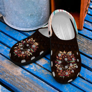 Native American Personalized Clog, Custom Name, Text, Color, Number Fashion Style For Women, Men, Kid, Print 3D Native Sunflower