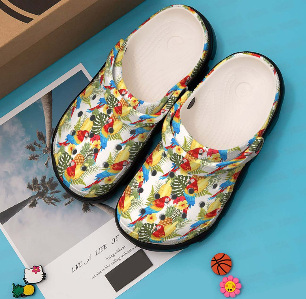 Clog Parrot Personalized Clog, Custom Name, Text, Color, Number Fashion Style For Women, Men, Kid, Print 3D Parrot Pattern - Love Mine Gifts