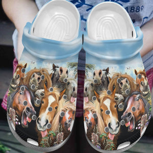 Horse Personalized Clog, Custom Name, Text, Color, Number Fashion Style For Women, Men, Kid, Print 3D Playful Horses