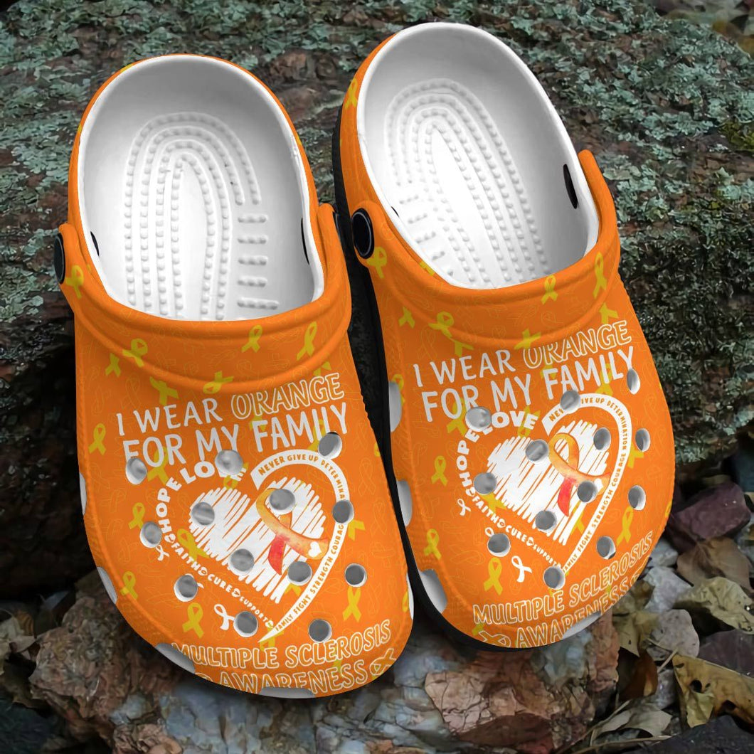 Multiple Sclerosis Personalized Clog, Custom Name, Text, Color, Number Fashion Style For Women, Men, Kid, Print 3D I Wear Orange