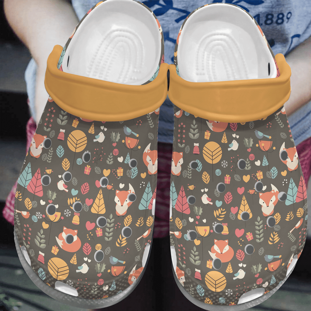 Fox Personalized Clog, Custom Name, Text, Color, Number Fashion Style For Women, Men, Kid, Print 3D Happy Jungle