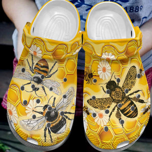 Bee Personalized Clog, Custom Name, Text, Color, Number Fashion Style For Women, Men, Kid, Print 3D Honey Bees