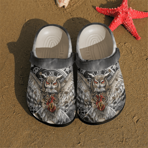 Clog Owl Personalized Clog, Custom Name, Text, Color, Number Fashion Style For Women, Men, Kid, Print 3D Time - Love Mine Gifts