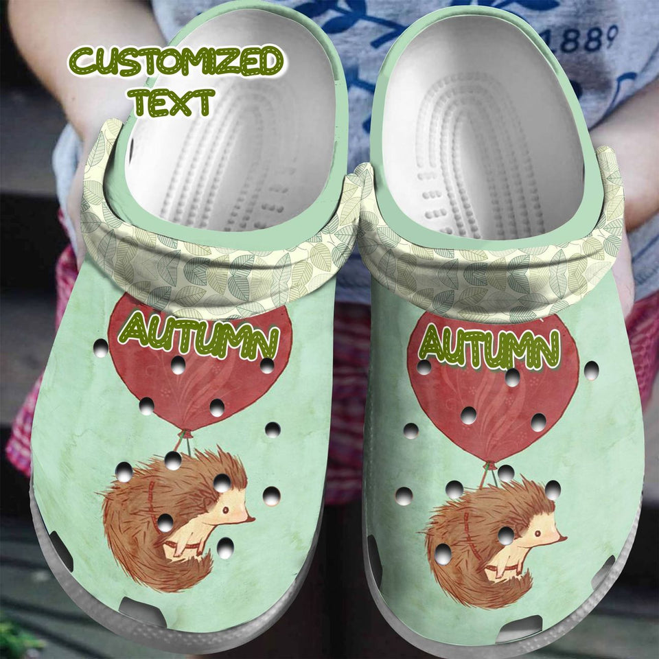 Clog Hedgehog Personalized Clog, Custom Name, Text, Color, Number Fashion Style For Women, Men, Kid, Print 3D Flying - Love Mine Gifts
