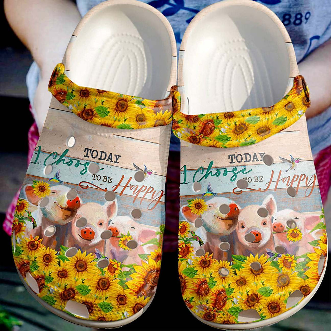 I Choose Happy Personalized Clog, Custom Name, Text, Color, Number Fashion Style For Women, Men, Kid, Print 3D