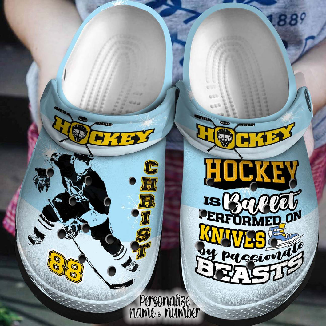 Hockey Personalized Clog, Custom Name, Text, Color, Number Fashion Style For Women, Men, Kid, Print 3D Play Hockey