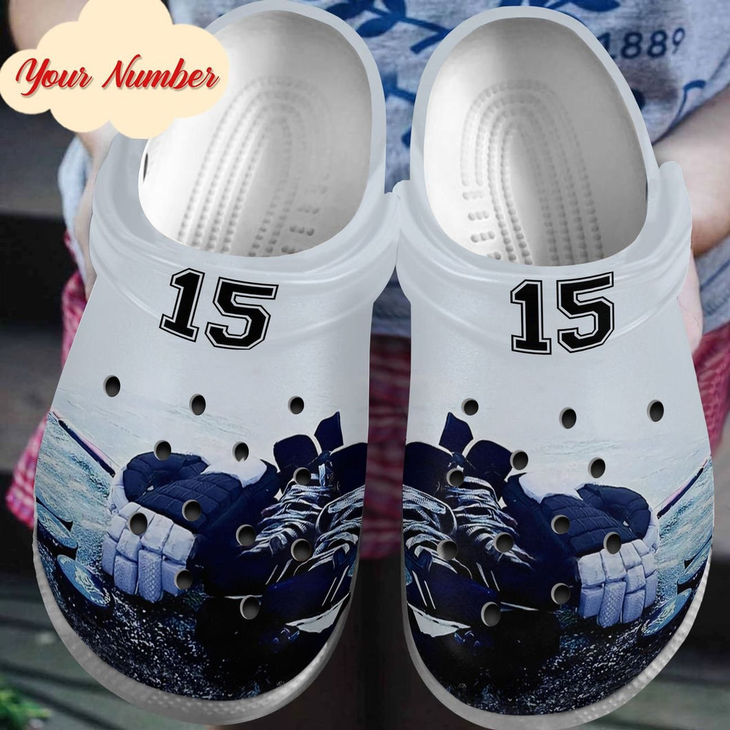 Ice Hockey Personalized Clog, Custom Name, Text, Color, Number Fashion Style For Women, Men, Kid, Print 3D Amazing Sport