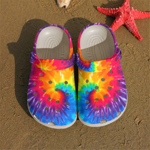 Hippie Personalized Clog, Custom Name, Text, Color, Number Fashion Style For Women, Men, Kid, Print 3D Tye Dye Pattern