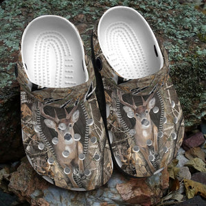 Clog Hunting Personalized Clog, Custom Name, Text, Color, Number Fashion Style For Women, Men, Kid, Print 3D Deer In Zipper - Love Mine Gifts