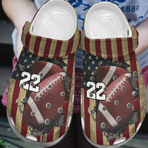 Clog American Football Personalized Clog, Custom Name, Text, Color, Number Fashion Style For Women, Men, Kid, Print 3D - Love Mine Gifts
