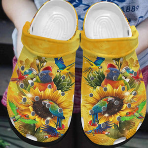 Clog Parrot Personalized Clog, Custom Name, Text, Color, Number Fashion Style For Women, Men, Kid, Print 3D Beautiful Golden Parrots - Love Mine Gifts