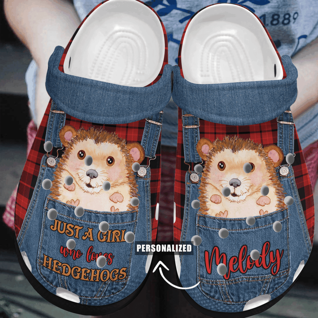 Clog Just A Girl Who Loves Hedgehogs Personalized Clog, Custom Name, Text, Color, Number Fashion Style For Women, Men, Kid, Print 3D - Love Mine Gifts