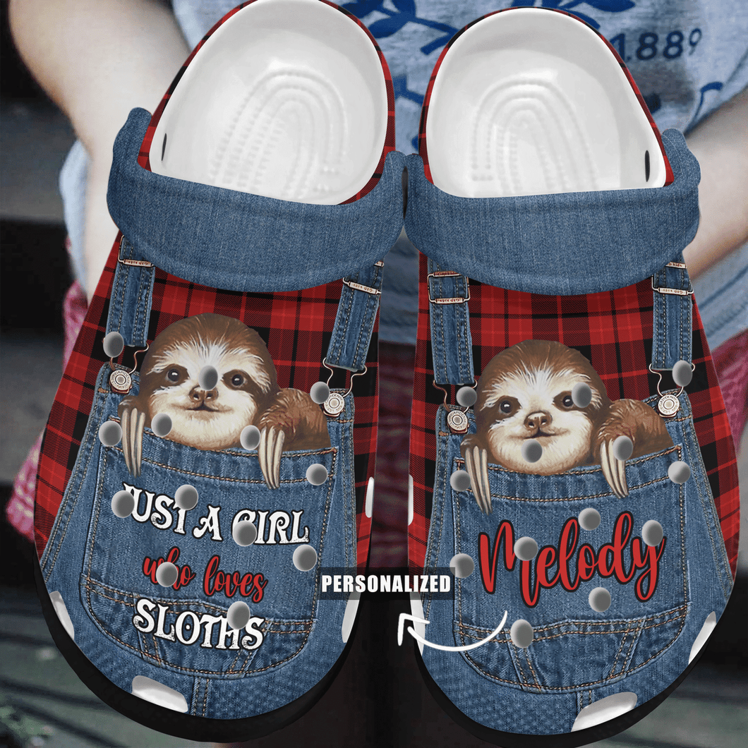 Clog Just A Girl Who Loves Sloths Personalized Clog, Custom Name, Text, Color, Number Fashion Style For Women, Men, Kid, Print 3D - Love Mine Gifts