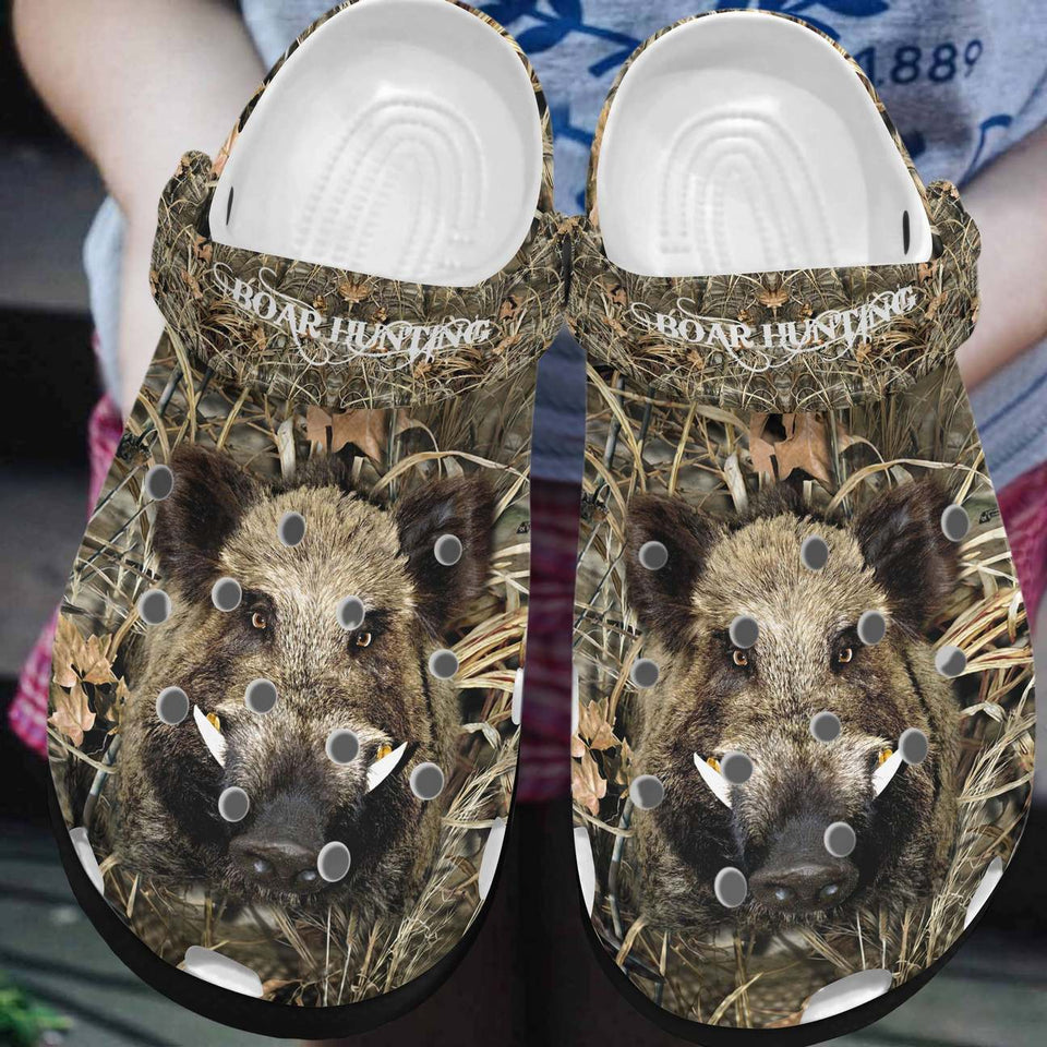 Hunting Personalized Clog, Custom Name, Text, Color, Number Fashion Style For Women, Men, Kid, Print 3D Boar Hunting