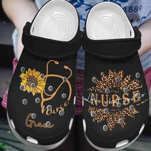 Clog Nurse Personalized Clog, Custom Name, Text, Color, Number Fashion Style For Women, Men, Kid, Print 3D Nurse Sunflower - Love Mine Gifts