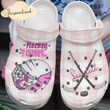 Clog Hockey Personalized Clog, Custom Name, Text, Color, Number Fashion Style For Women, Men, Kid, Print 3D Hockey Girl - Love Mine Gifts