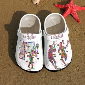 Clog Lacrosse Personalized Clog, Custom Name, Text, Color, Number Fashion Style For Women, Men, Kid, Print 3D Lacrosse Girl - Love Mine Gifts